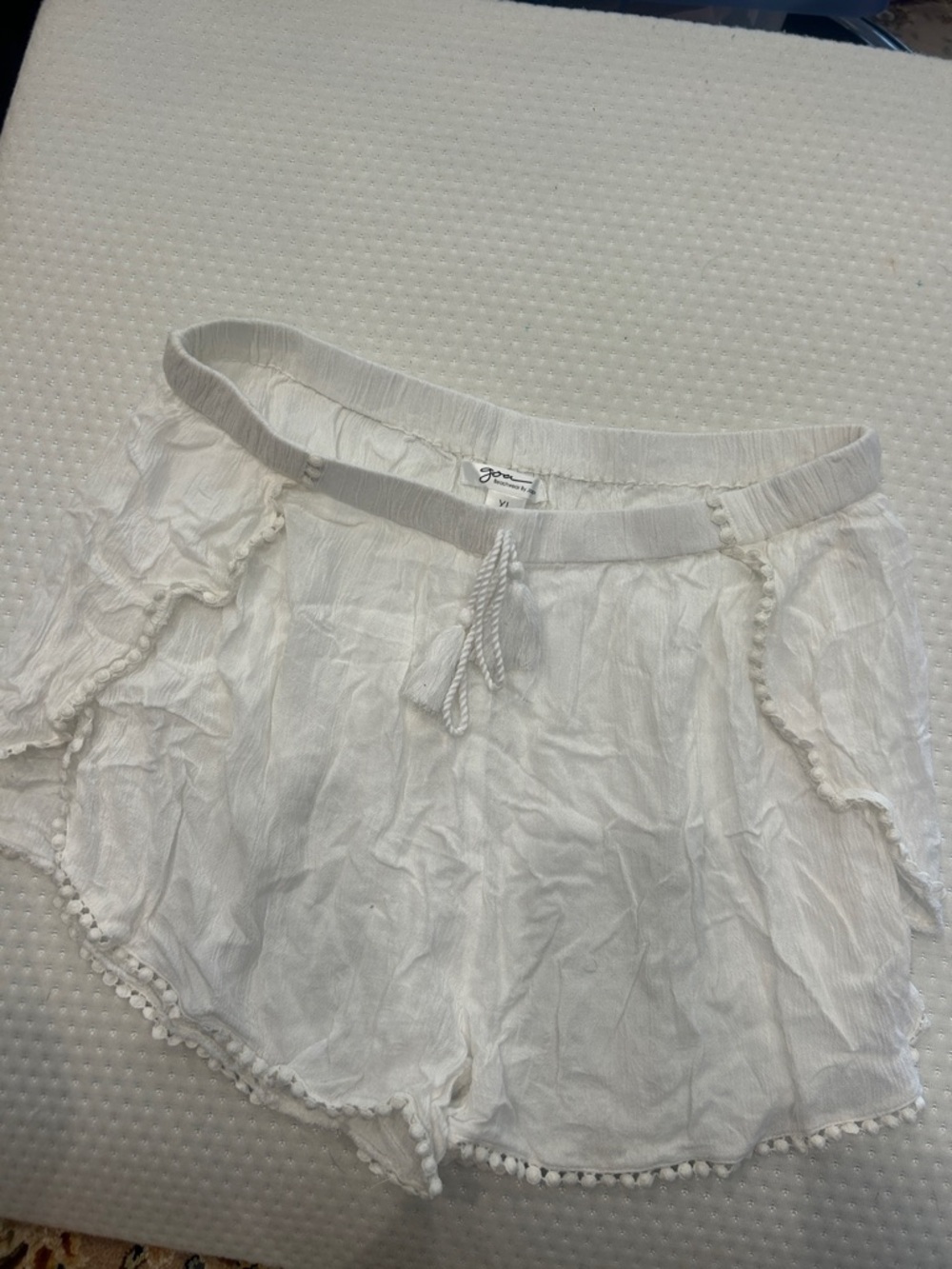 Goa White Pom-Pom Trim Cover Up Shorts-XL